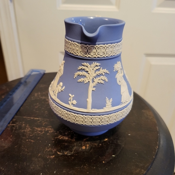 Wedgwood Etruscan Jug Blue Jasperware Pitcher 6" - Picture 2 of 8